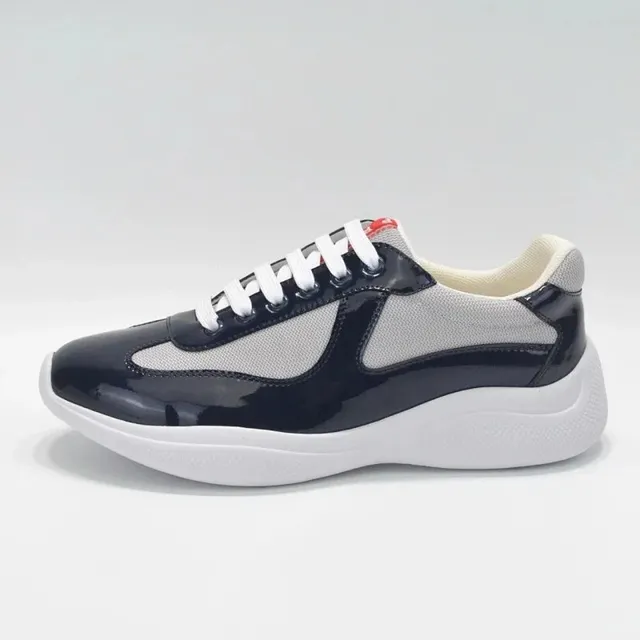Prada Galleria Sneaker Navy Patent and Mesh