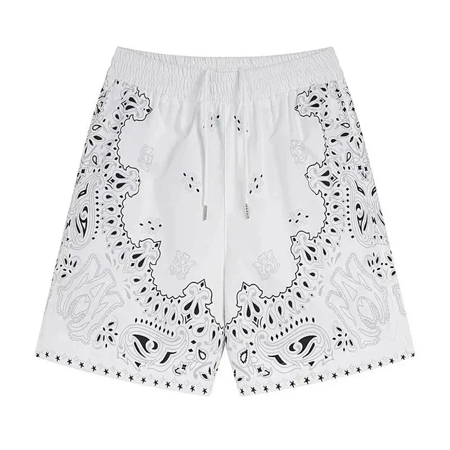 Balenciaga Bandana Print Shorts White with Black Bandana Print