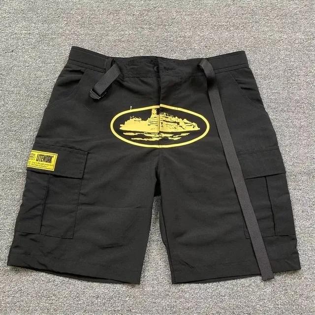 Corteiz Cargo Shorts Yellow Logo