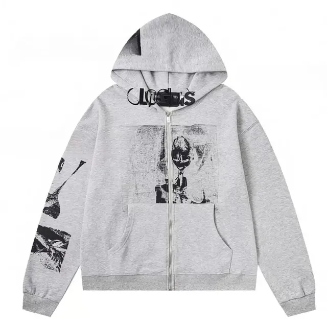 Corteiz Zip-Up Hoodie Graphic Print