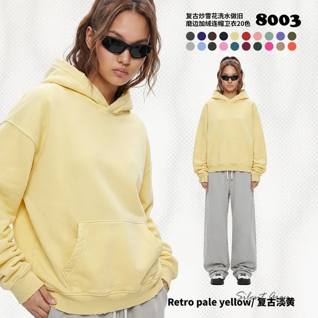 Oversized Hooded Sweatshirt Retro Pale Yellow