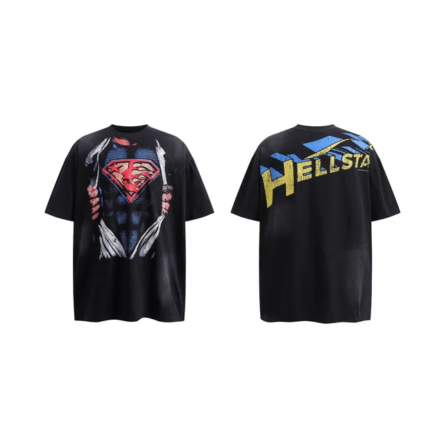 Hellstar Superman Graphic Tee Ripped Chest Print