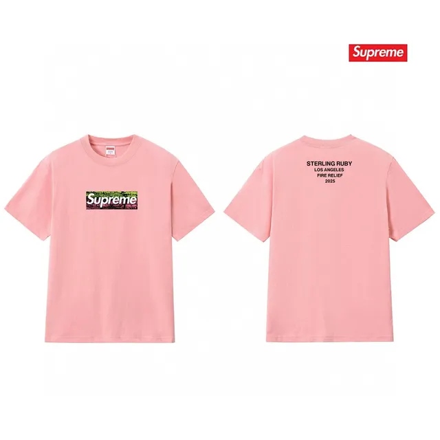 Supreme Box Logo Tee Sterling Ruby Fire Relief 2025