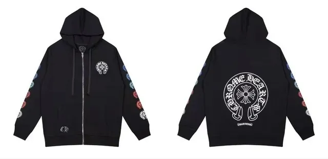 Chrome Hearts Zip-Up Hoodie Cross Logo Sleeve Print