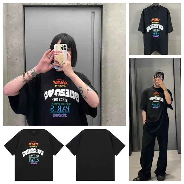 Balenciaga Graphic T-Shirt Multicolor Logo Print