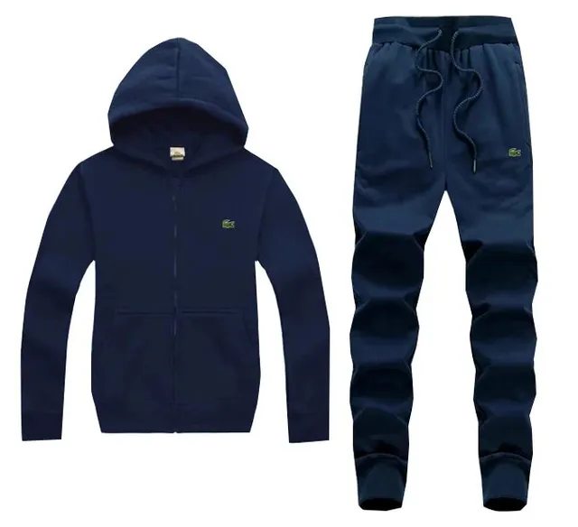 Lacoste Hoodie and Joggers Set Navy with Green Crocodile Logo