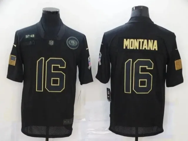 Nike NFL Limited Jersey Joe Montana Black Gold