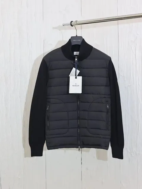 Moncler Quilted Bomber Jacket Contrast Sleeve