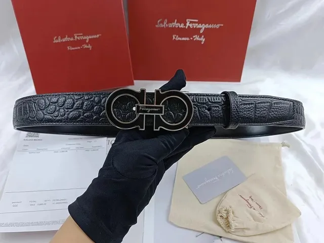 Ferragamo Gancini Belt Crocodile-Embossed