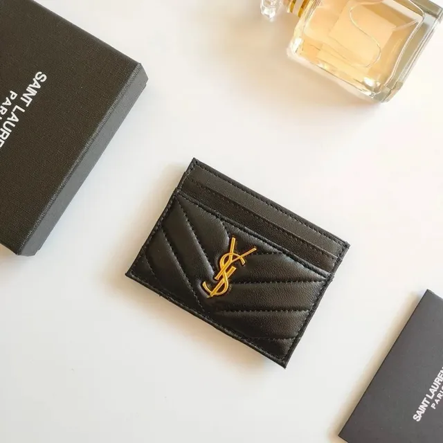 Saint Laurent Monogram Card Holder Quilted Leather