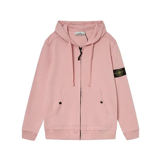 Stone Island Zip-Up Hoodie Pink