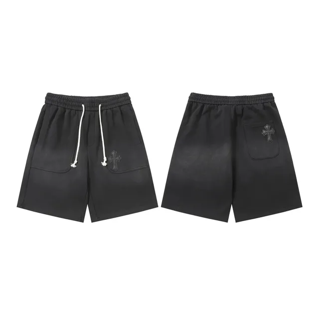Cross-Embroidered Shorts Black with Chrome Hearts Cross