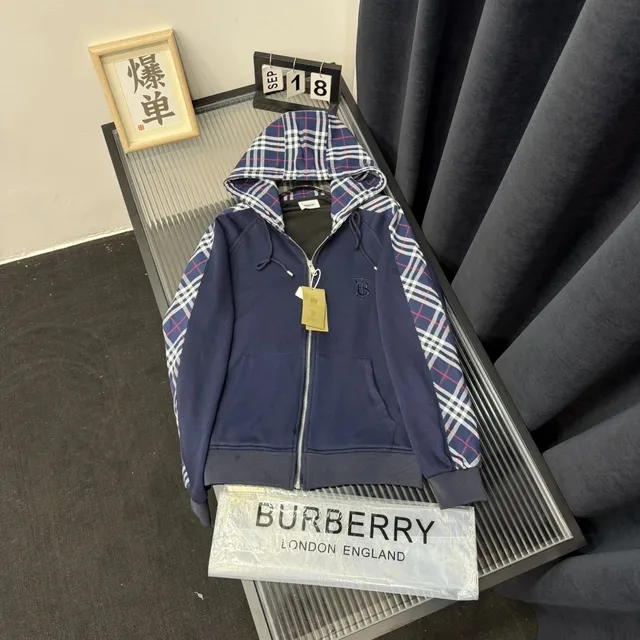 Burberry Check Panel Hoodie