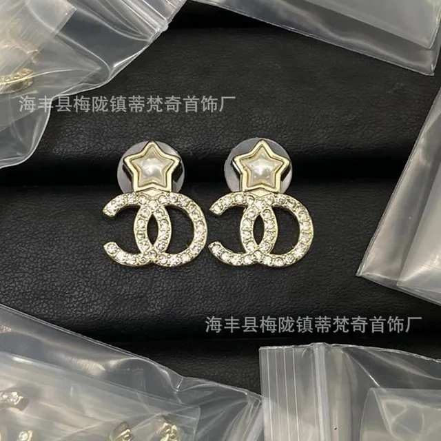 Chanel CC Star Earrings Crystal-Embellished Pearl Star