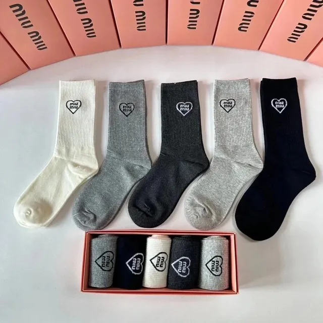Miu Miu Heart Logo Socks Pack of Five