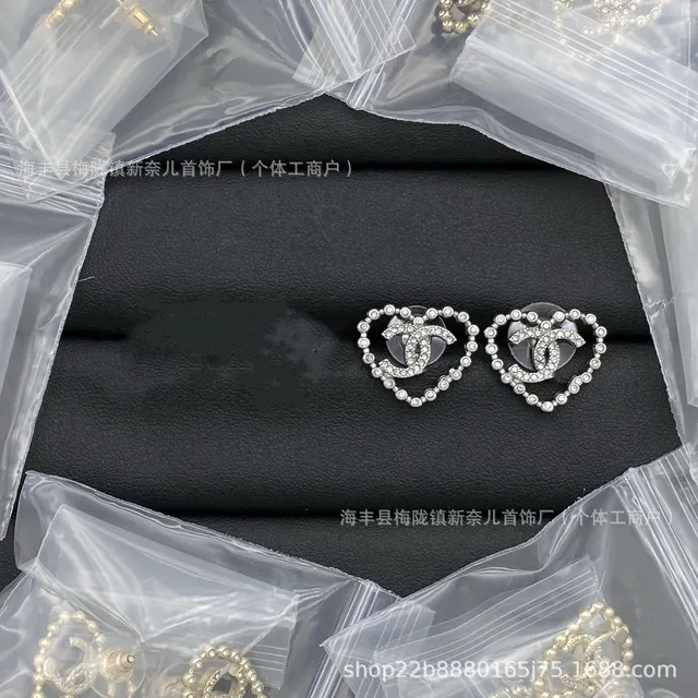 Chanel Heart CC Earrings Crystal-Embellished
