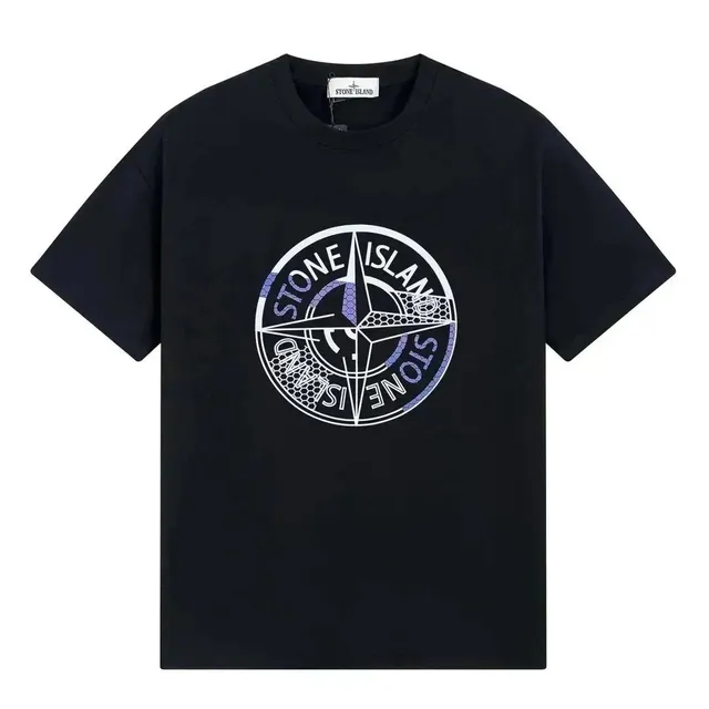 Stone Island Compass Logo T-Shirt Purple Hexagon Print
