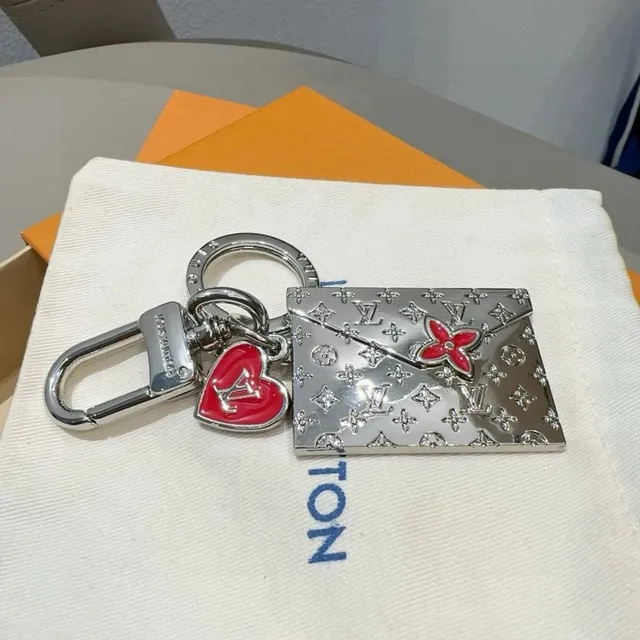 Louis Vuitton Envelope Key Holder Monogram Shine with Red Flower