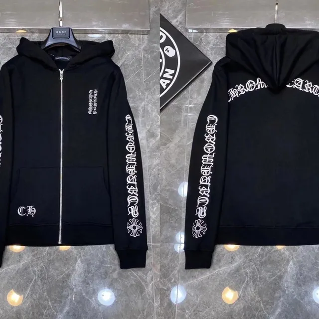 Zip-Up Hoodie Chrome Hearts Logo Print