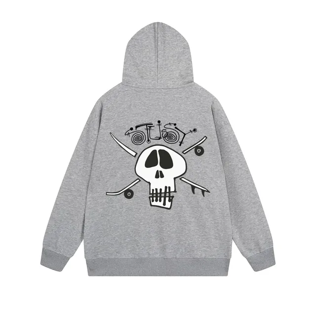 Stüssy Hooded Sweatshirt Skull and Skateboard Graphic