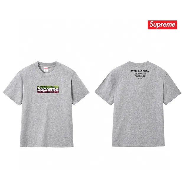 Supreme Box Logo Tee Sterling Ruby Fire Relief 2025