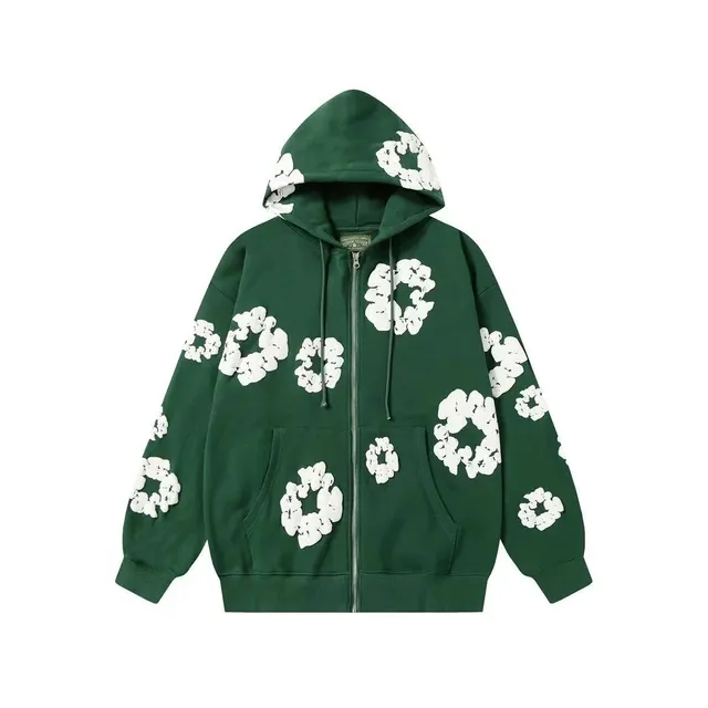 Gallery Dept. Zip-Up Hoodie Floral Appliqué
