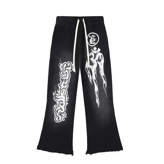 Broken Planet Flared Sweatpants White Graphic Print