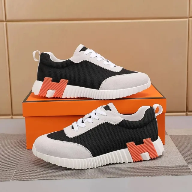 Hermès H-Stripes Sneaker Black White Orange