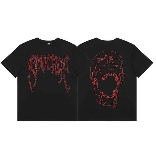 Hellstar Skull Graphic Tee Red Outline Skull & Logo