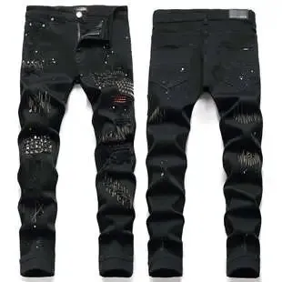 Amiri Distressed Jeans Embroidered & Studded