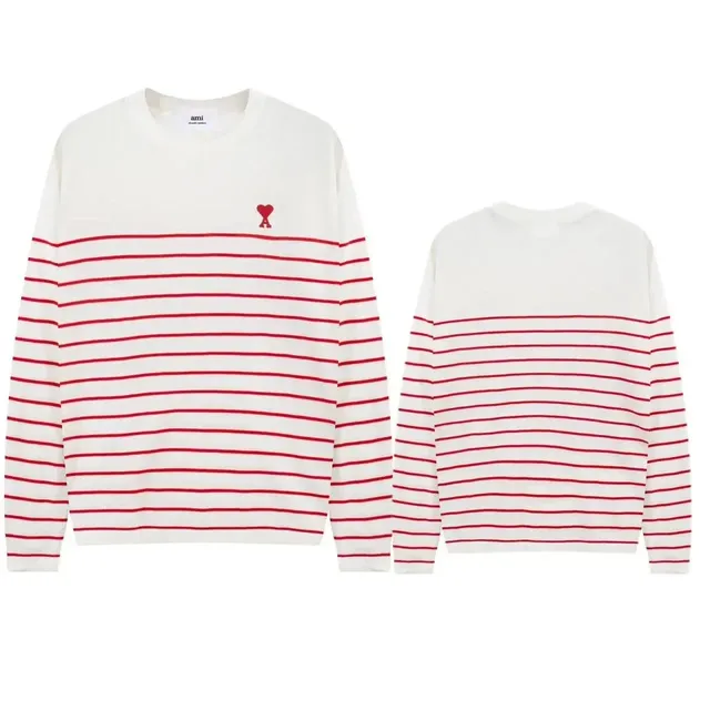 Amiri Striped Knit Sweater Red and White Stripe