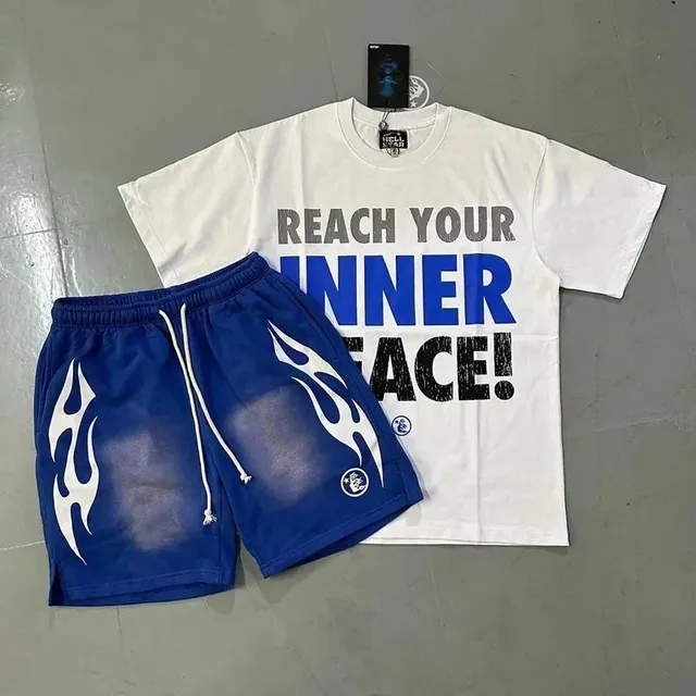 Hellstar T-Shirt and Shorts Set Reach Your Inner Peace Flame Print
