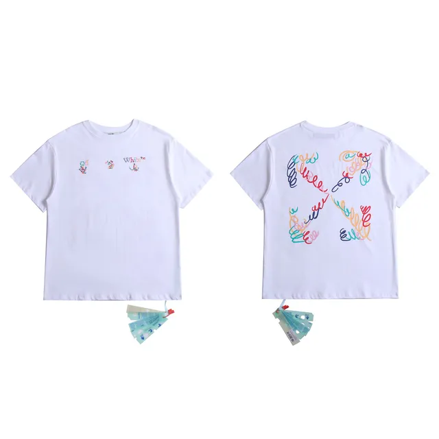Off-White Cotton T-Shirt Multicolor Arrow Print
