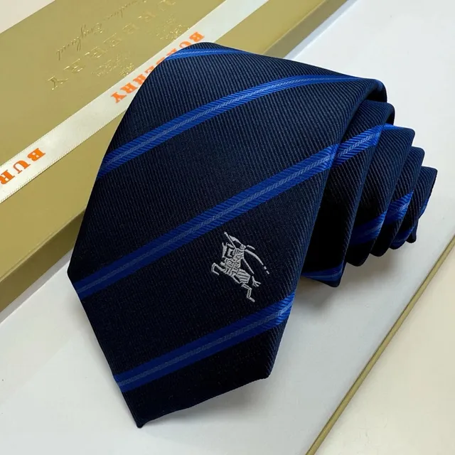Burberry Neck Tie Striped with Equestrian Knight Logo