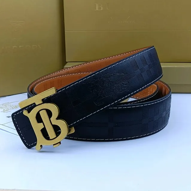Burberry TB Logo Belt Checkered Leather
