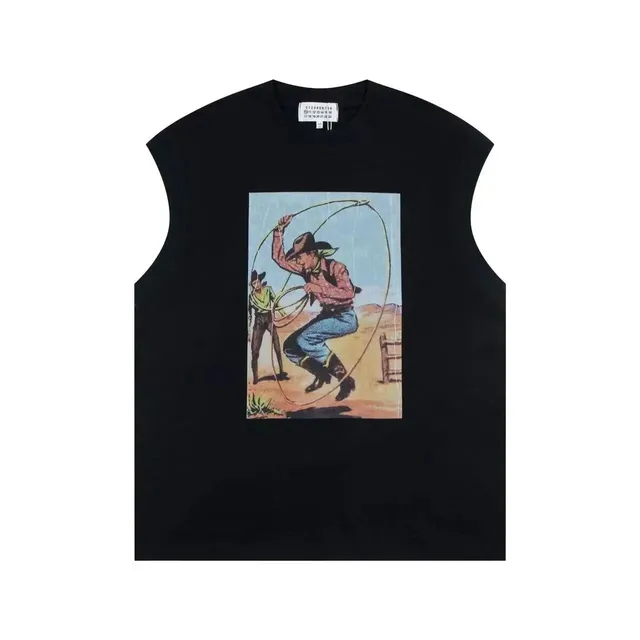 Maison Margiela Sleeveless Graphic Tee Cowboy Print