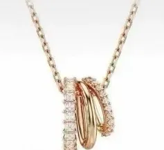Rose gold dripping three-ring necklace