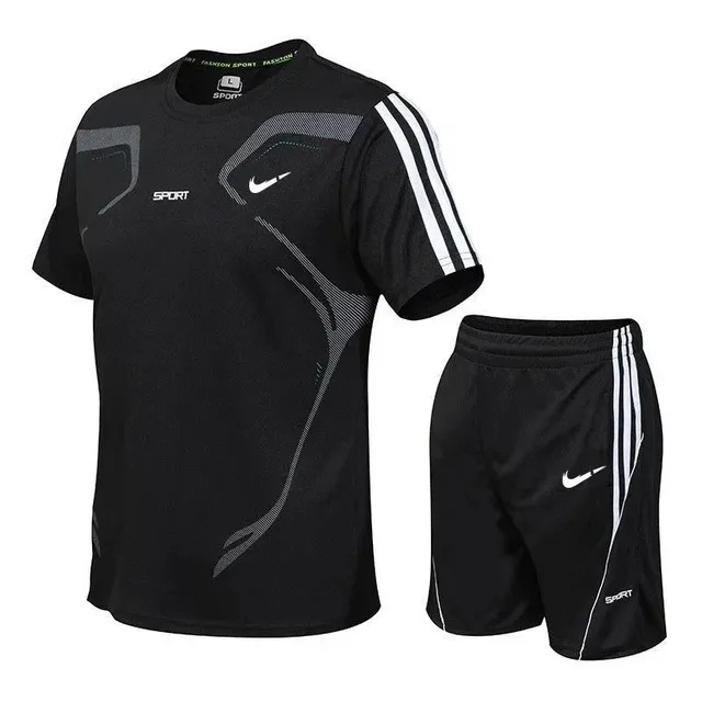 Nike Sport Set Black with White Stripes