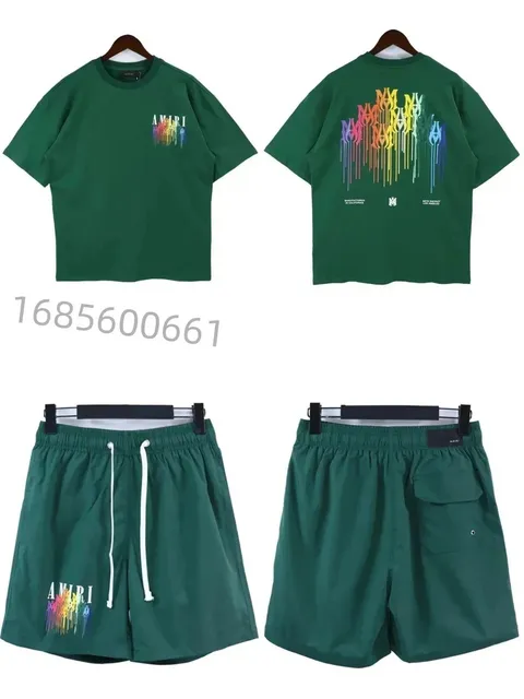 Amiri T-Shirt and Shorts Set Rainbow Logo Print