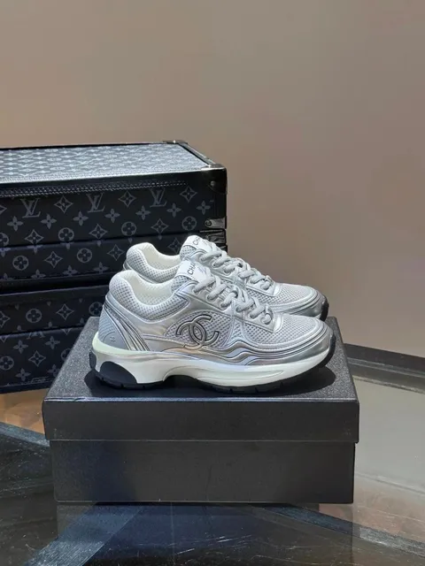 Chanel Trainer Metallic Silver Mesh