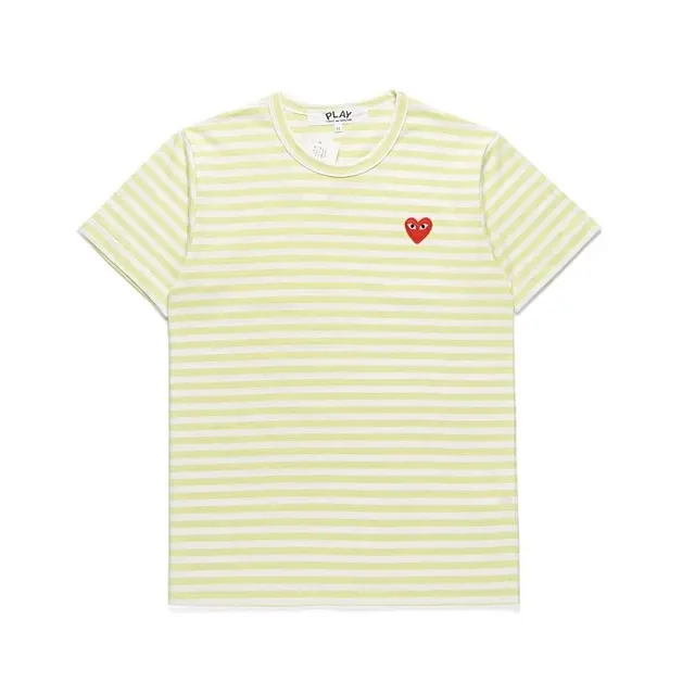 Comme des Garçons Heart Stripe Tee Lime Stripe