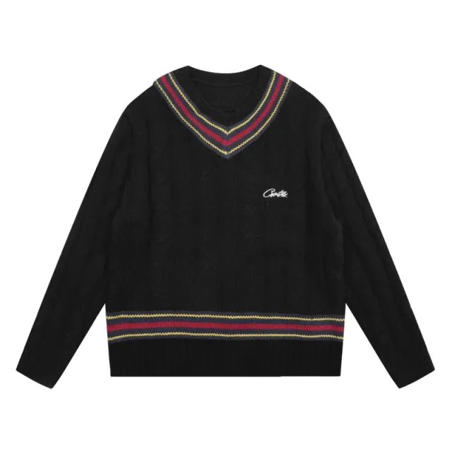 Chrome Hearts V-Neck Sweater Cable Knit with Trim