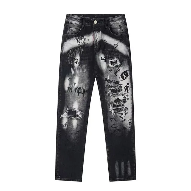Diesel Distressed Jeans Graffiti Print