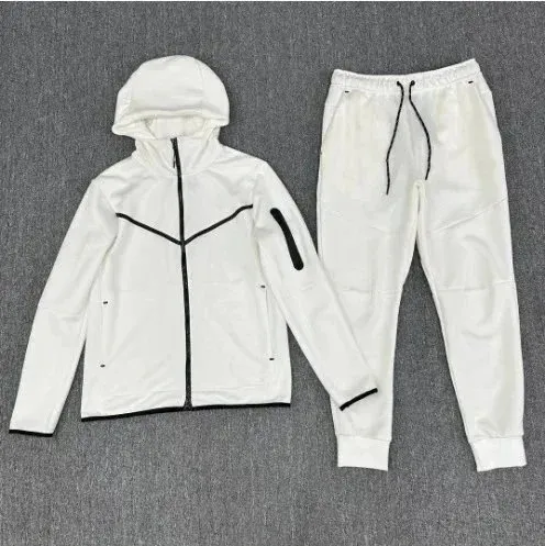 Nike Tech Fleece Hoodie and Joggers White with Black Trim