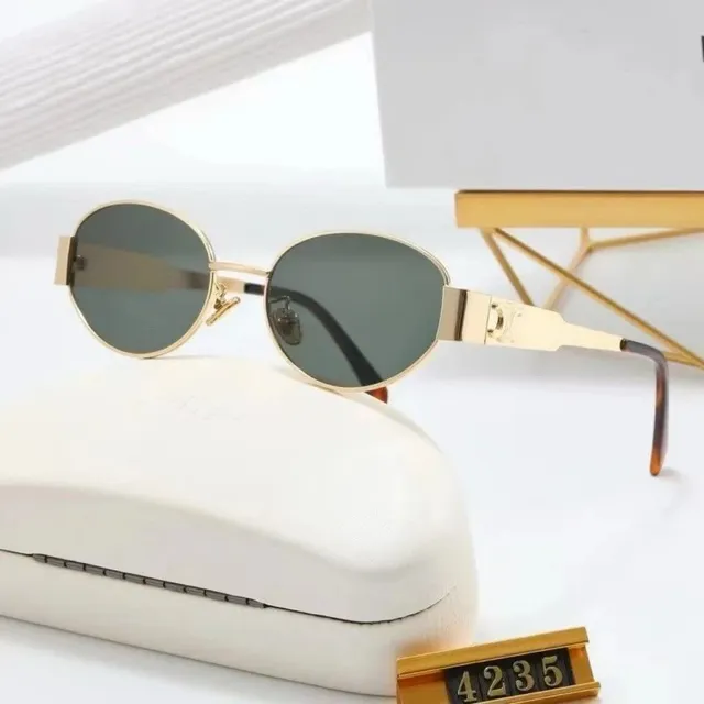 Chrome Hearts Oval Sunglasses Gold Frame Green Lens