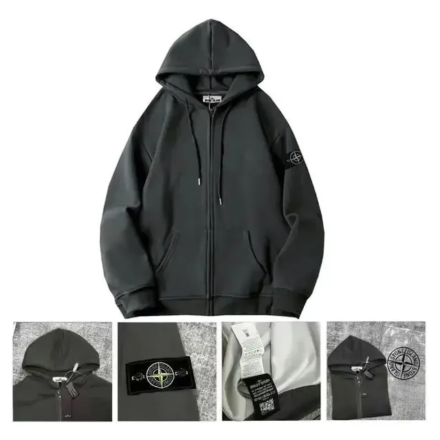 Stone Island Zip-Up Hoodie Compass Patch