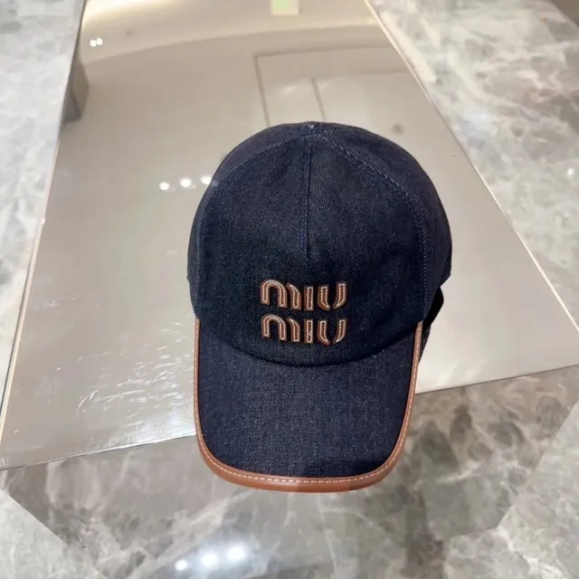 Miu Miu Baseball Cap Denim with Logo Embroidery