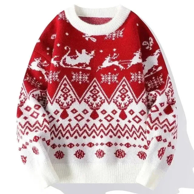 Fair Isle Knit Sweater Christmas Reindeer Print