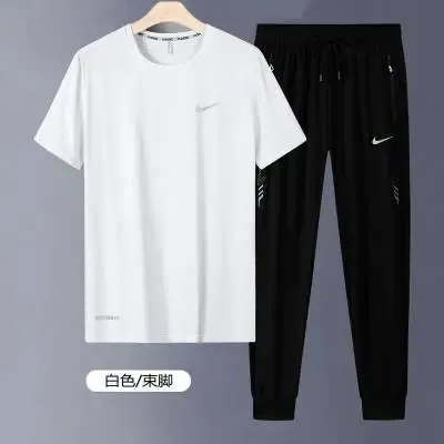 Nike T-Shirt and Joggers Set White/Black