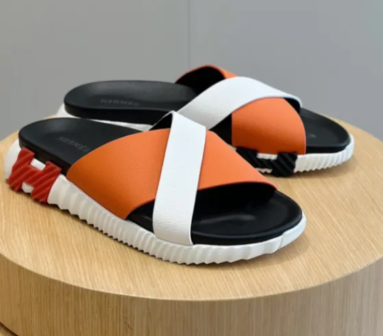 Hermès Oran Sandal Orange White Black